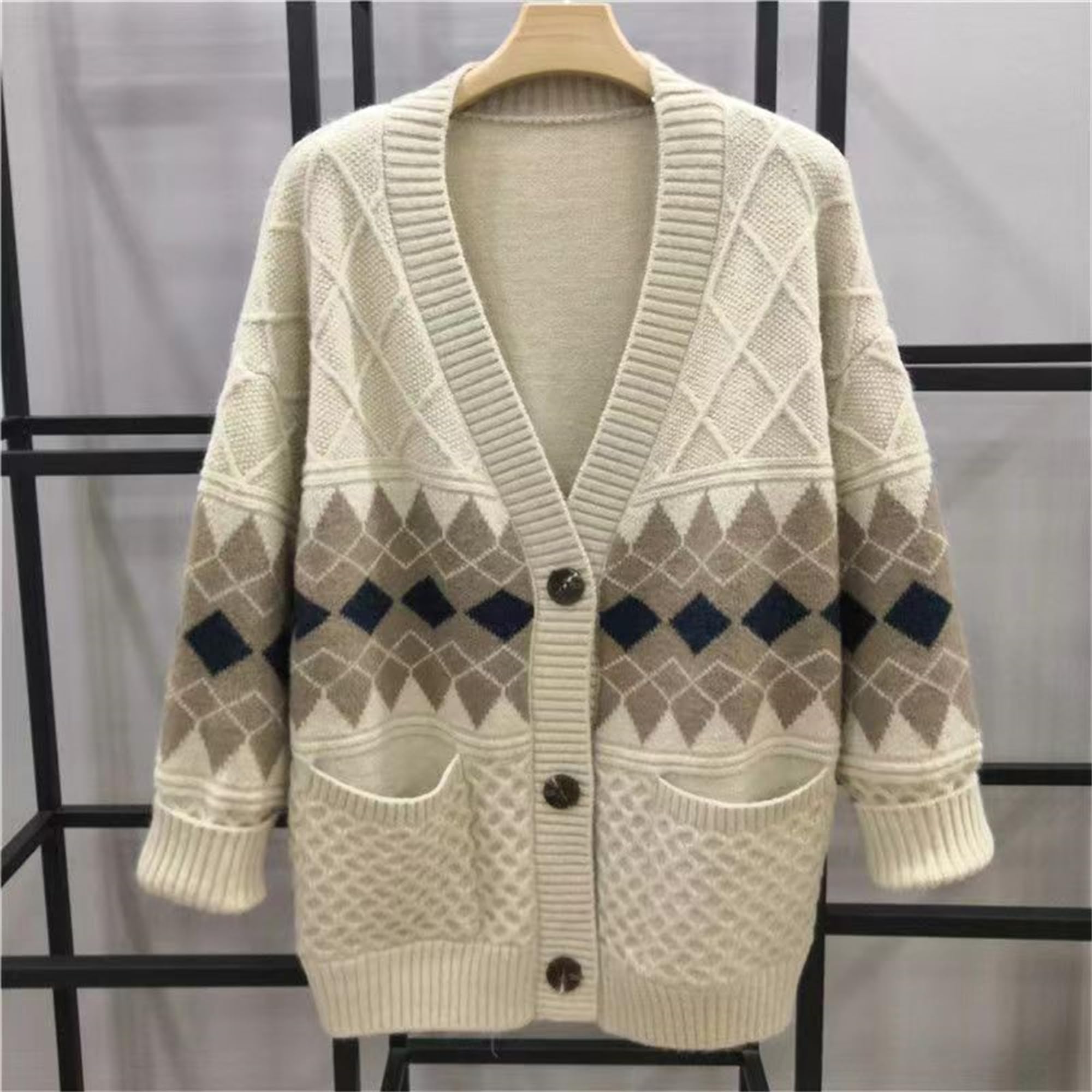 juemi Rhombus Plated Cardigan ホワイト