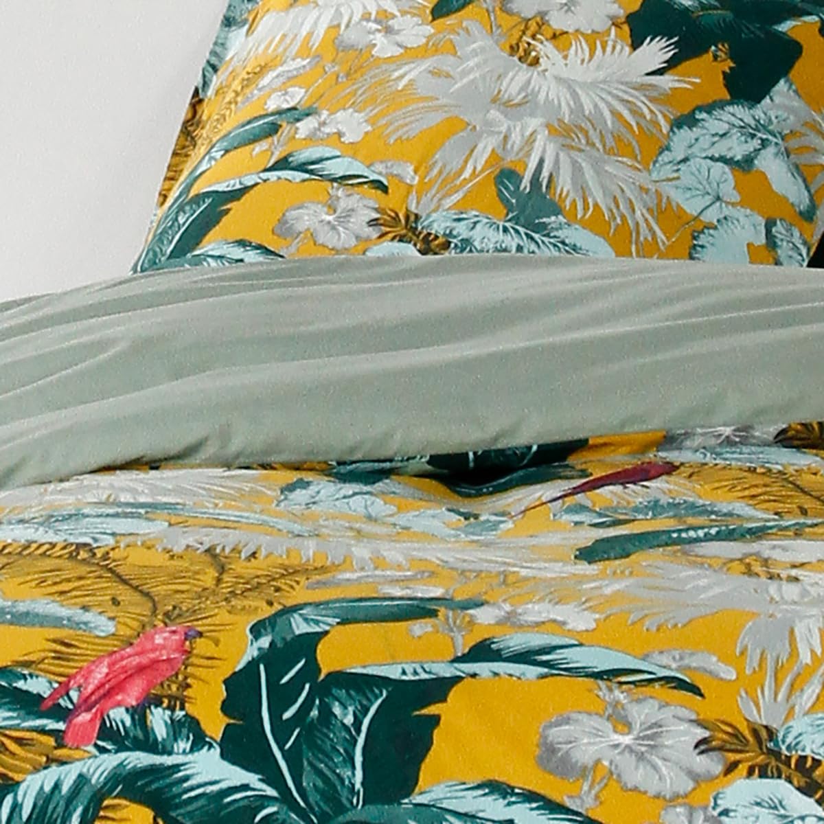 TODAY Parure da letto matrimoniale con stampa tropicale Sunshine, giallo e verde, 240 x 260 cm