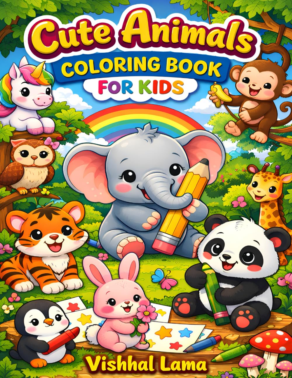 Cute Animals Coloring Book for Kids Aged 3 to 6: Fun and Easy Animals Coloring Pages for Toddlers & Preschool | Cute Farm, Jungle & Wild Animals | ... Coloring Activity Book for Boys and Girls