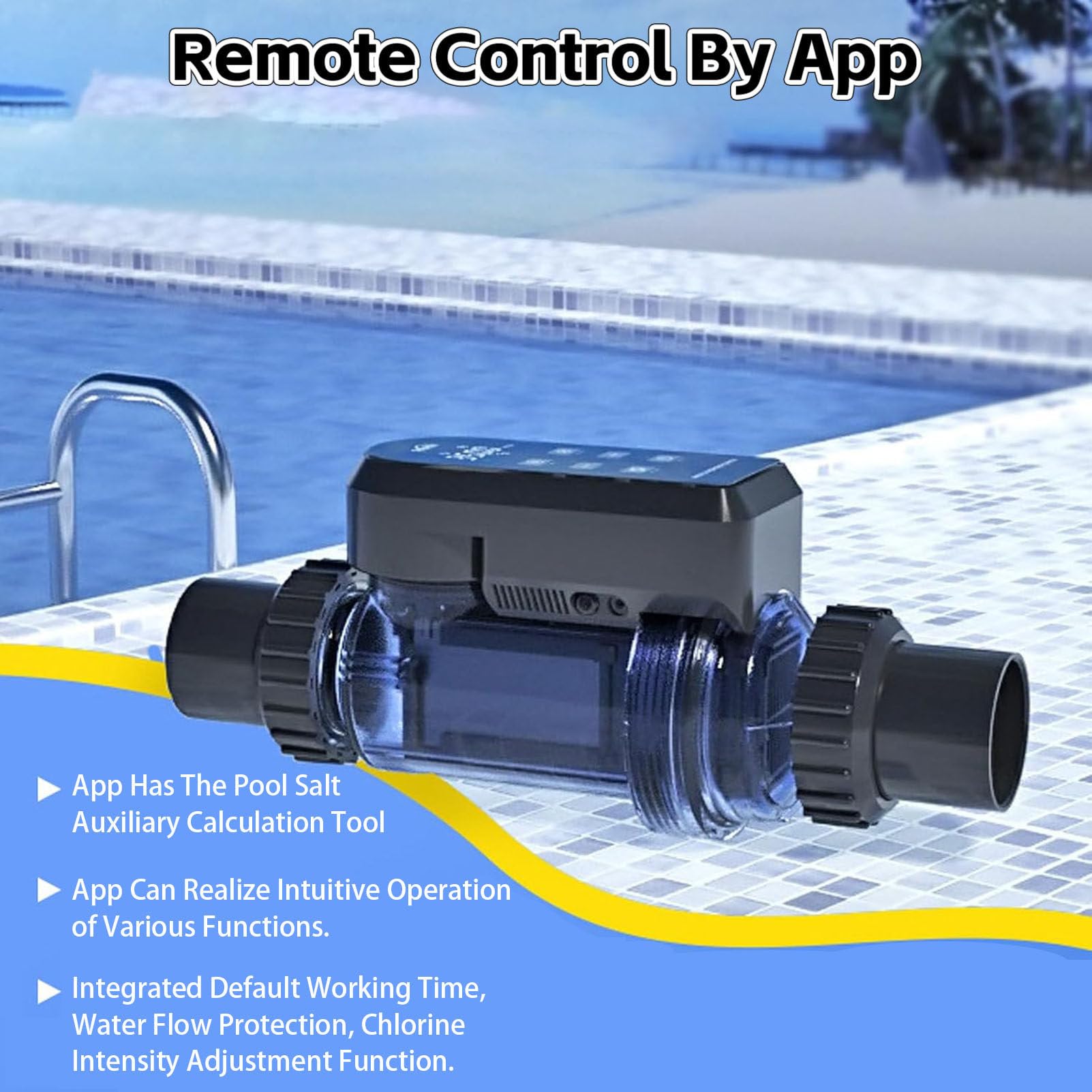 Chlorateur Au Sel, Fonctions ComplèTes SystèMe De GéNéRateur De Chlore, Wi-FI IntéGré Et TéLéCommande, pour Piscines CreuséEs. LC150A