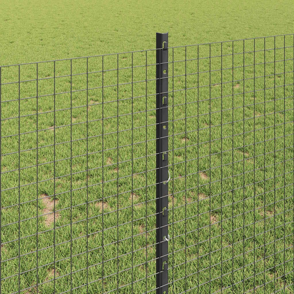 Ogrodzenie ogrodowe z szarymi słupkami stalowymi, 1 x 10 m, ogrodzenie ogrodowe, ogrodzenie ogrodowe, ogrodzenie dekoracyjne