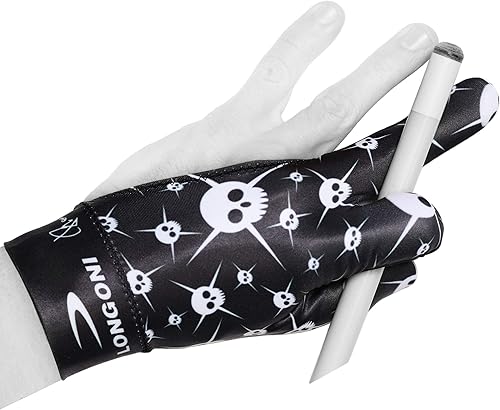 Longoni Guante de taco de billar Fancy Skull 4 para mano izquierda