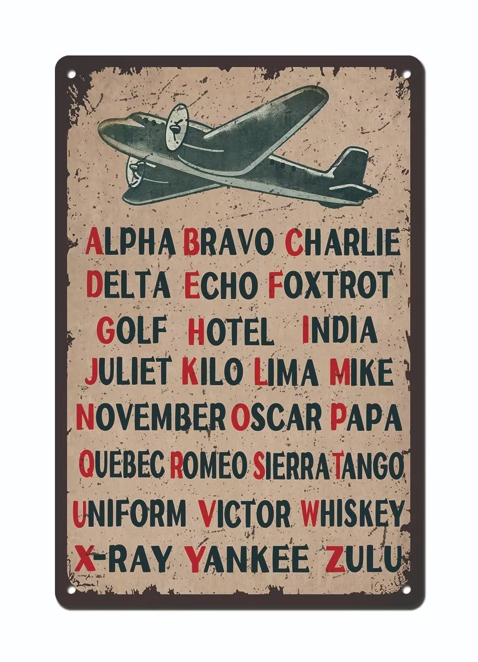 Decor Pilot Code Phonetic Alphabet Posterch Military, Military Wall Art, Spring 8x12 in Tin Sign Home Decor Home Art Metal Signs Wall Art Wall Decor Poster
