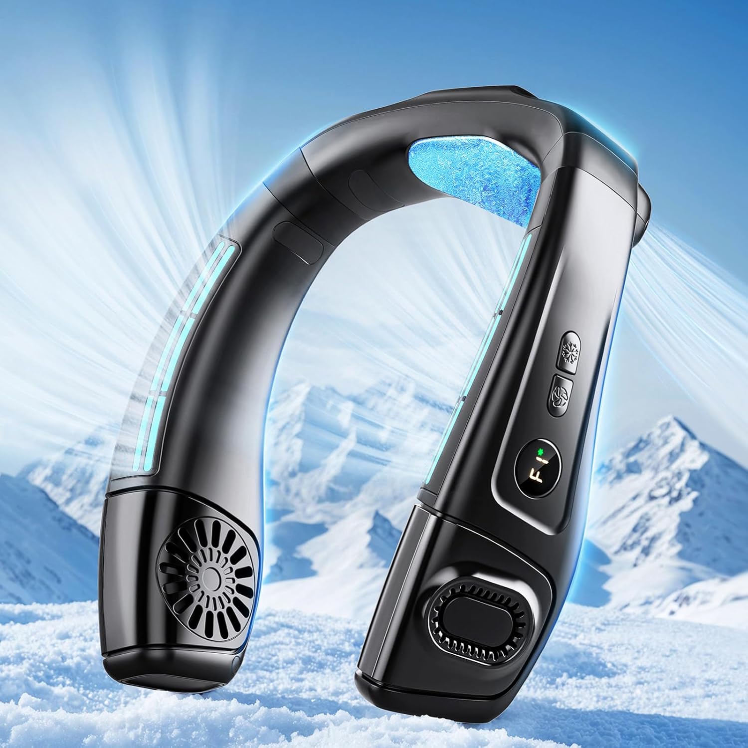 Neck Air Conditioner Portable, 360° Up-down Airflow Neck Fans, 2 in1 Neck Fan with Cooling Plate, 6000mAh Rechargeable Personal Fan for Men Women Outdoor/Office/Travel