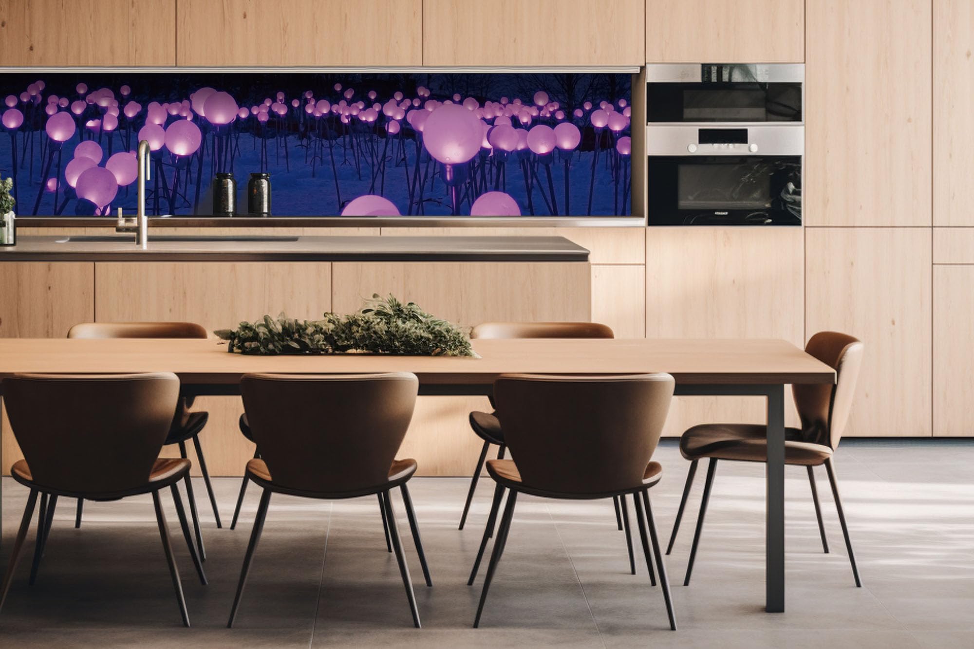 Kitchen Back Wall Composite Plate Festive Lighting 260 x 60 cm | Splash Guard Kitchen for Stove Sink | Premium Quality Aluminium Dibond Thickness 3 mm - Made in EU | Includes Adhesive