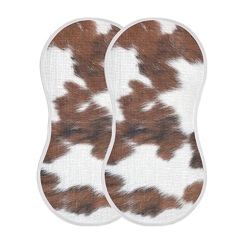 Juego de 1 paños de muselina para bebé, suaves y absorbentes, con estampado de vaca, baberos, toalla facial para niños recién nacidos, 22 x 11