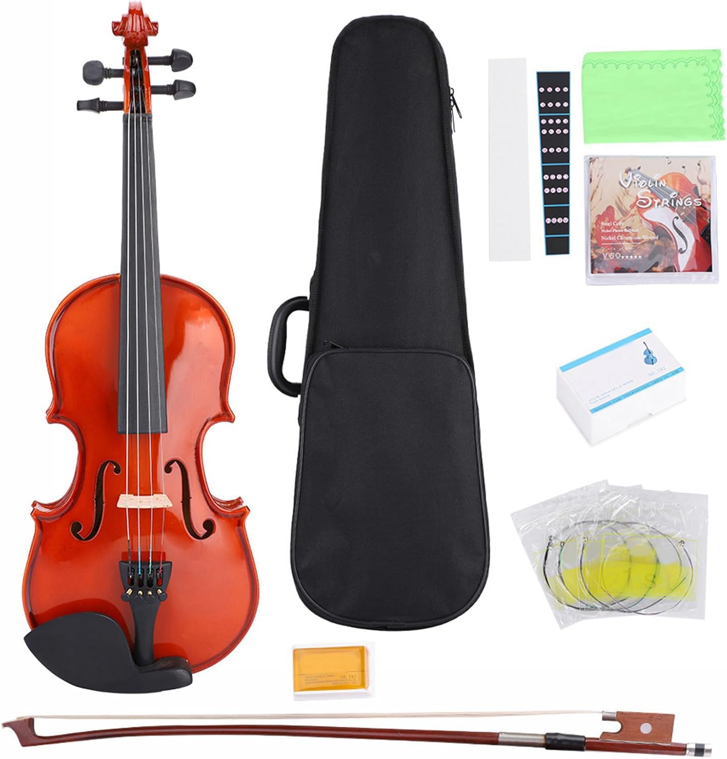 Acoustic Violin Starter Kit with Bow, Case & Accessories