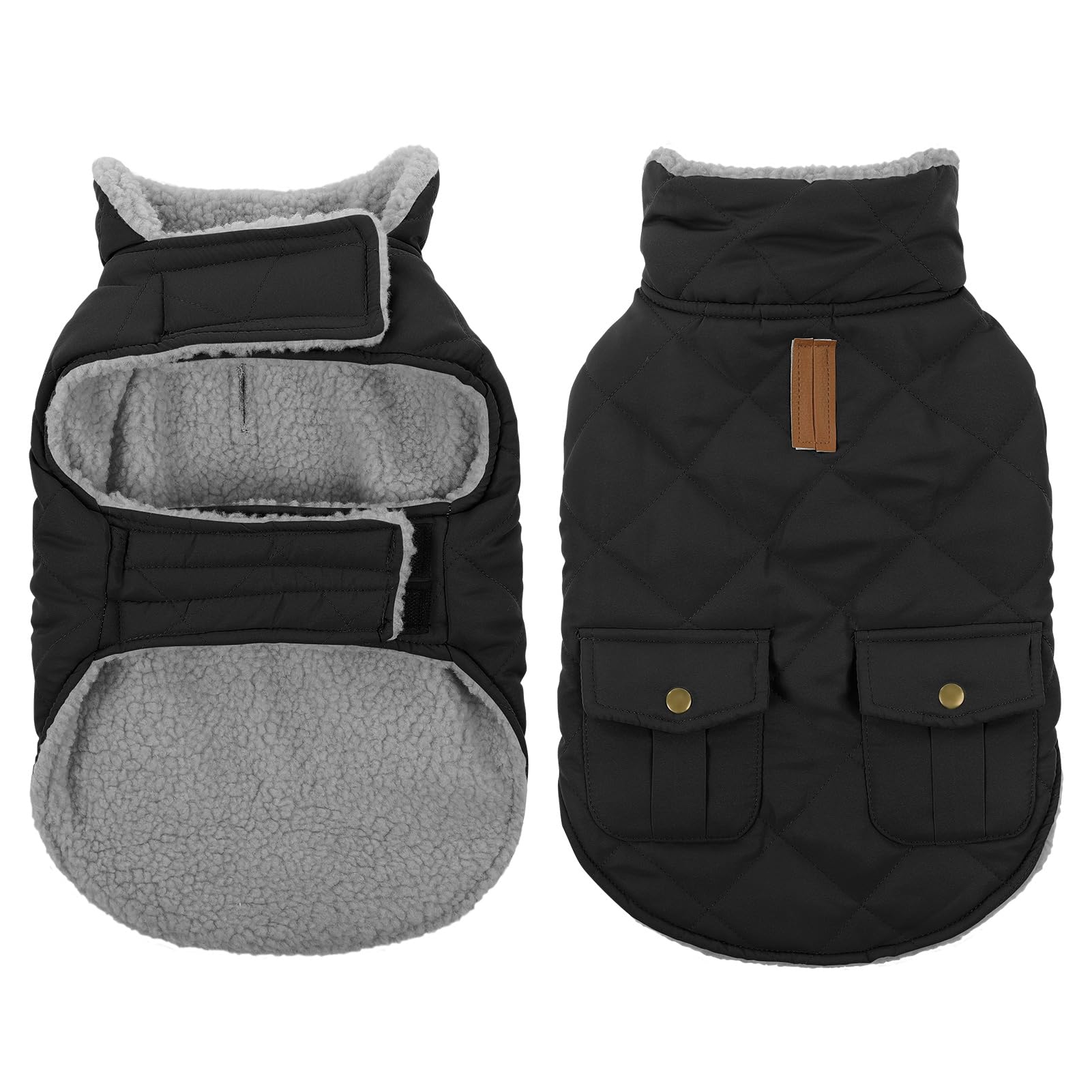 Photo 1 of Queenmore Dog Winter Coat Warm Puffer Jacket Waterproof Plush Lining Thermal Cold Weather Vest for Small Medium Large Dogs, Windproof Easy On Pet Jacket Blue M