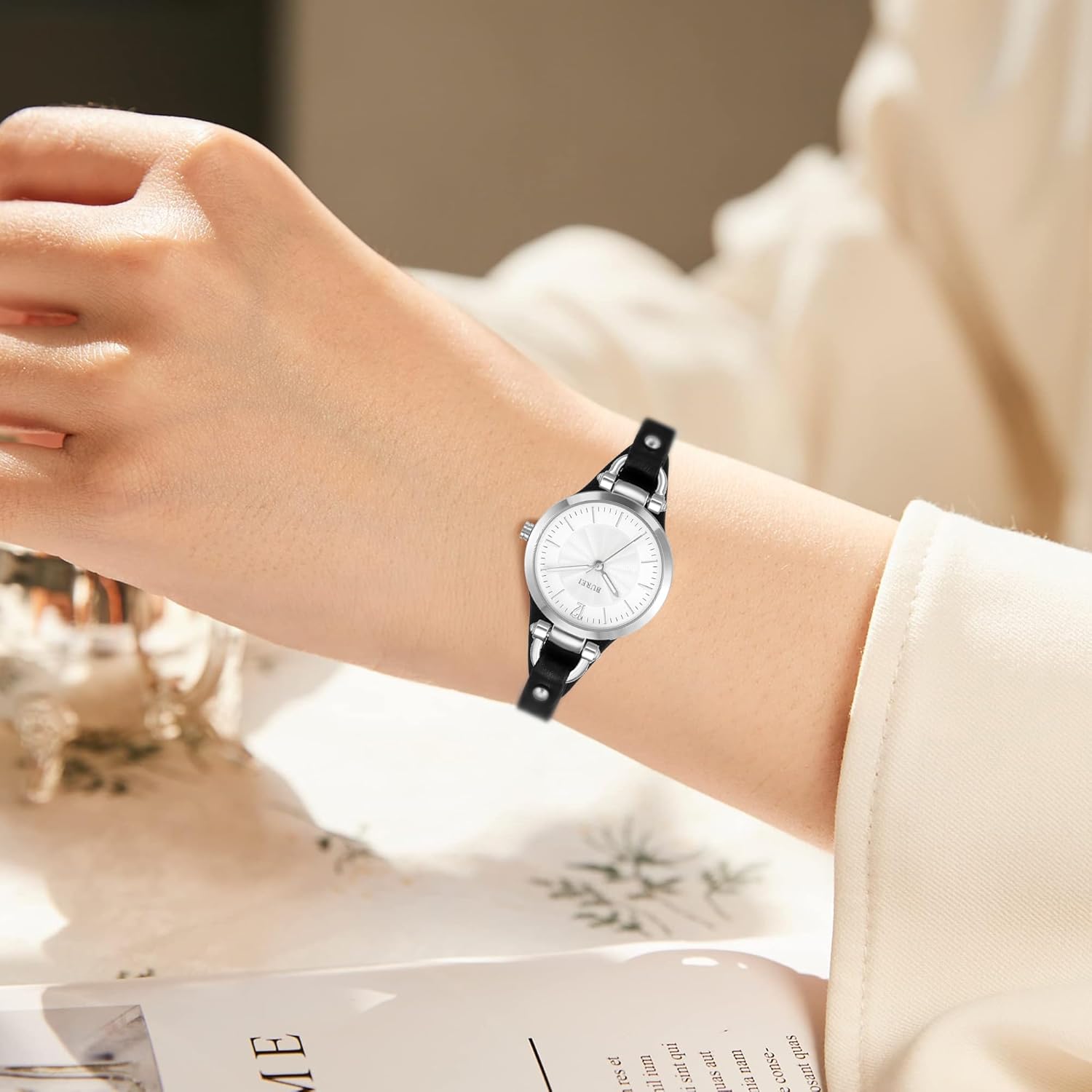 BUREI Women Leather Strap Watches Analog Quartz Watches Bracelet Band Wristwatch Relogio Feminino,Gift for Women - Image 5