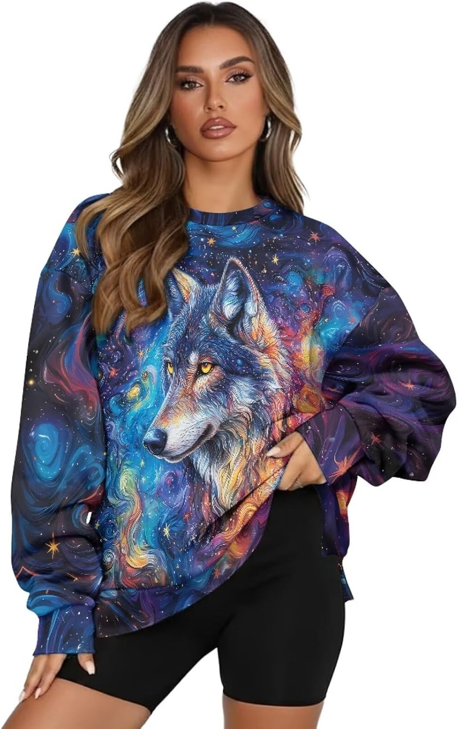 Showudesigns Womens Sweatshirt Long Sleeve Pullover Hoodie Crewneck Sweater Tops Fall Clothes with Pocket S-2XL