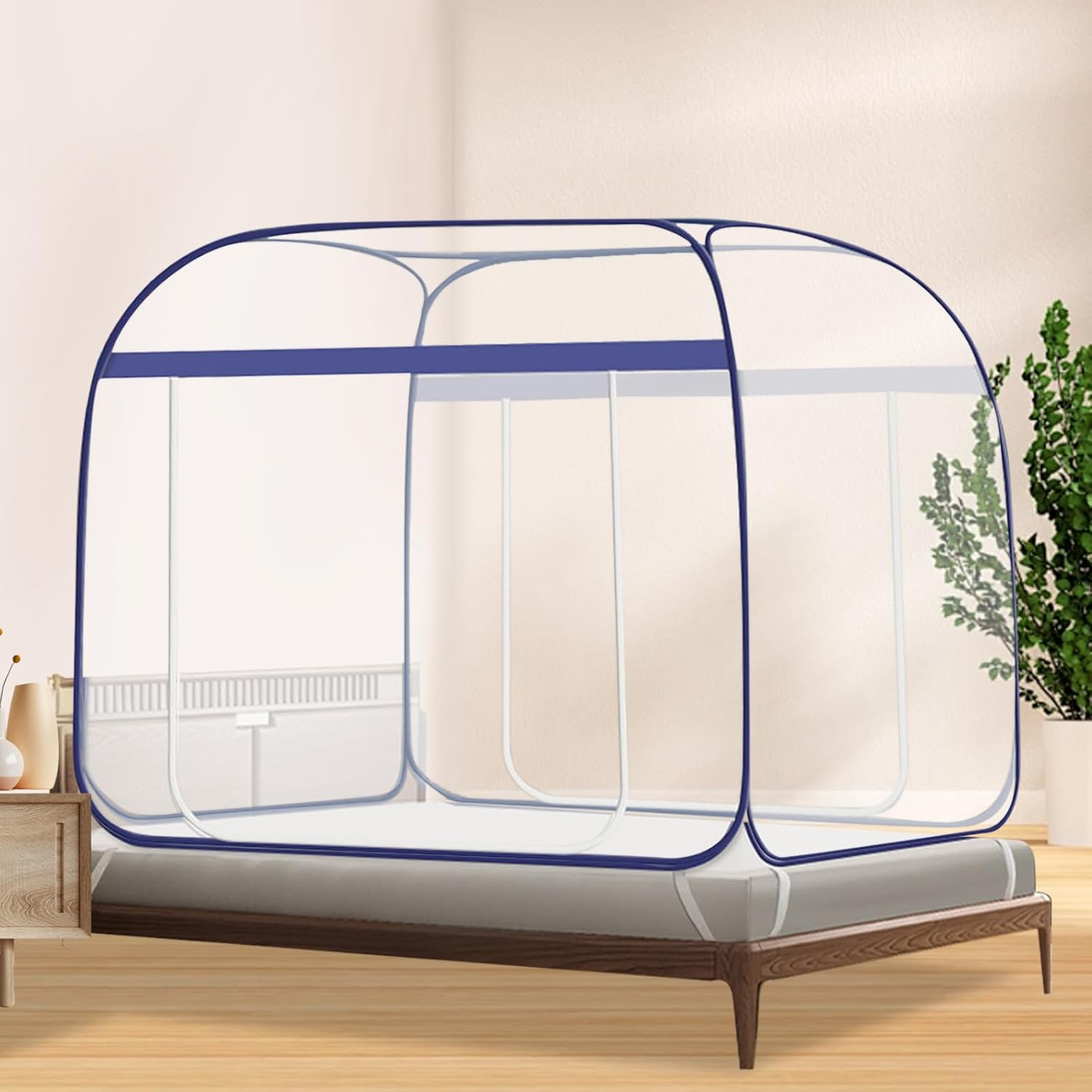 PARFINER Mosquito Net for Patio Bed Tent King Size Portable Mosquito Netting (87 * 79 Inch Grey)