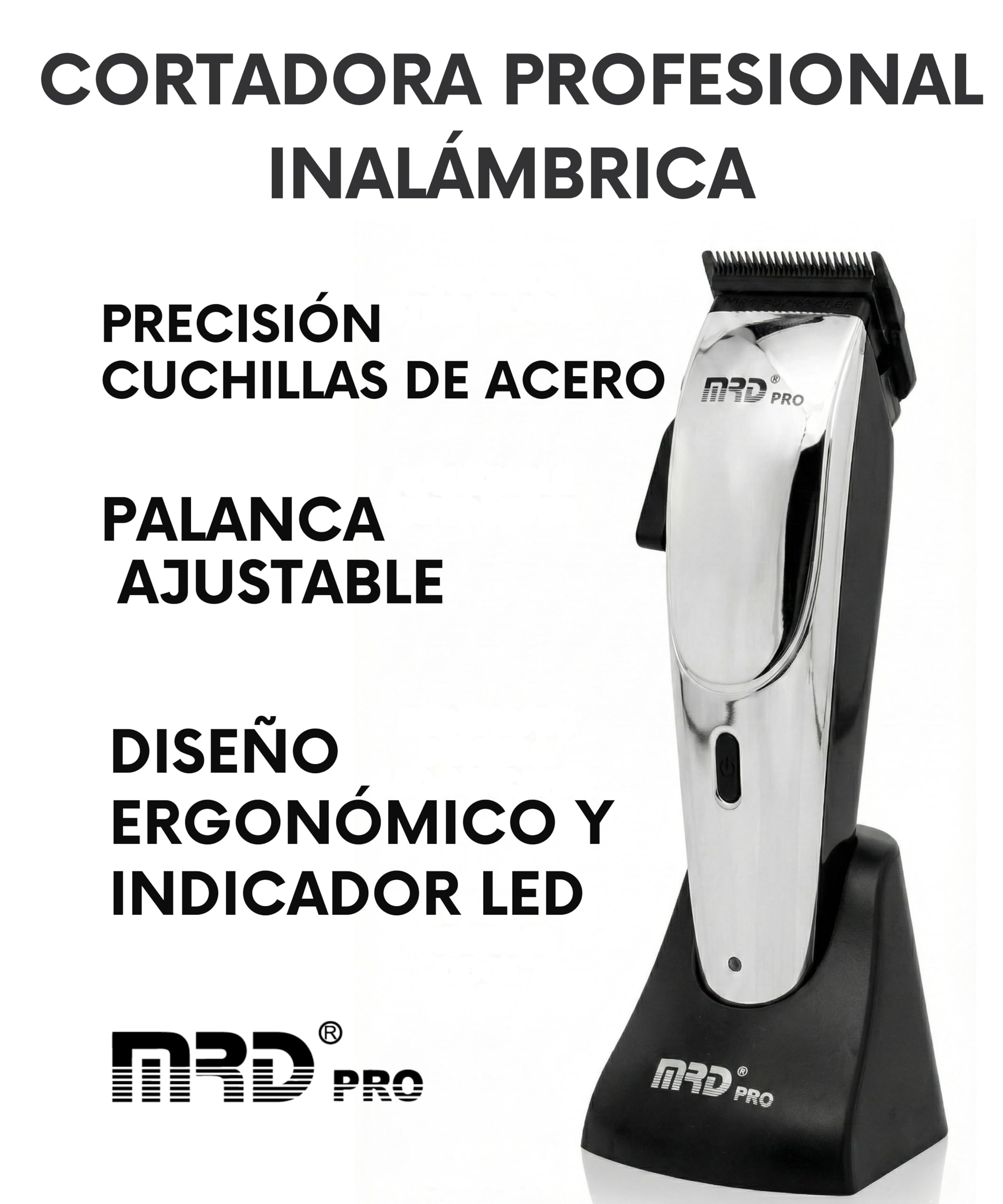 MRD Clipper PRO ERGO – Máquina de cortar pelo hombre profesional con motor Magnético, cuchilla DLC Faper y 10.000 RPM, cortapelos MRD pro recargable USB-C