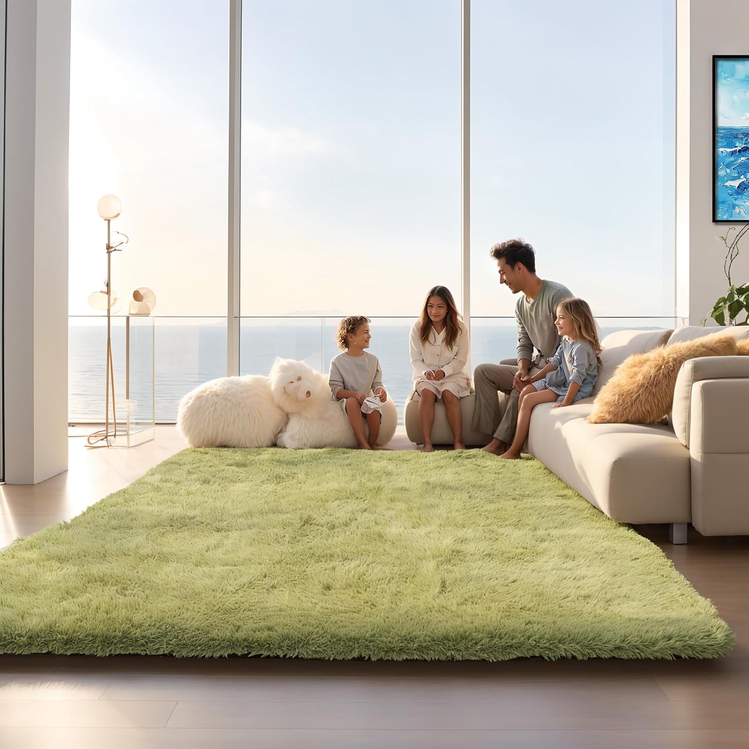 Rugs for Living Room 5x8, Alfombras para Salas Shag Large Plush Soft Area Rug, Shaggy Carpets for Bedroom, Kids Boys Girls Home Decor Aesthetic (Grass Green, 5x8 Feet) 5' x 8' (Rectangular) Grass Green