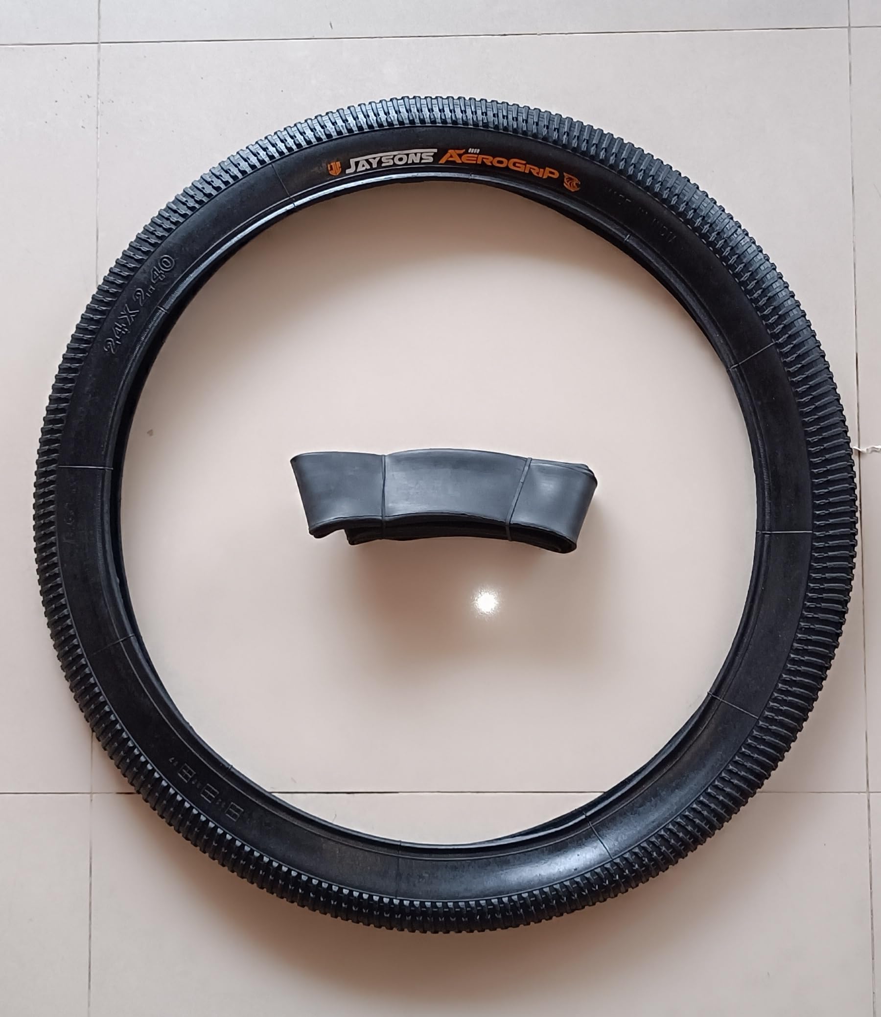 Bicycle Tyre with Tube, 24x2.40, Black, MTB Knobby Tread-image-24