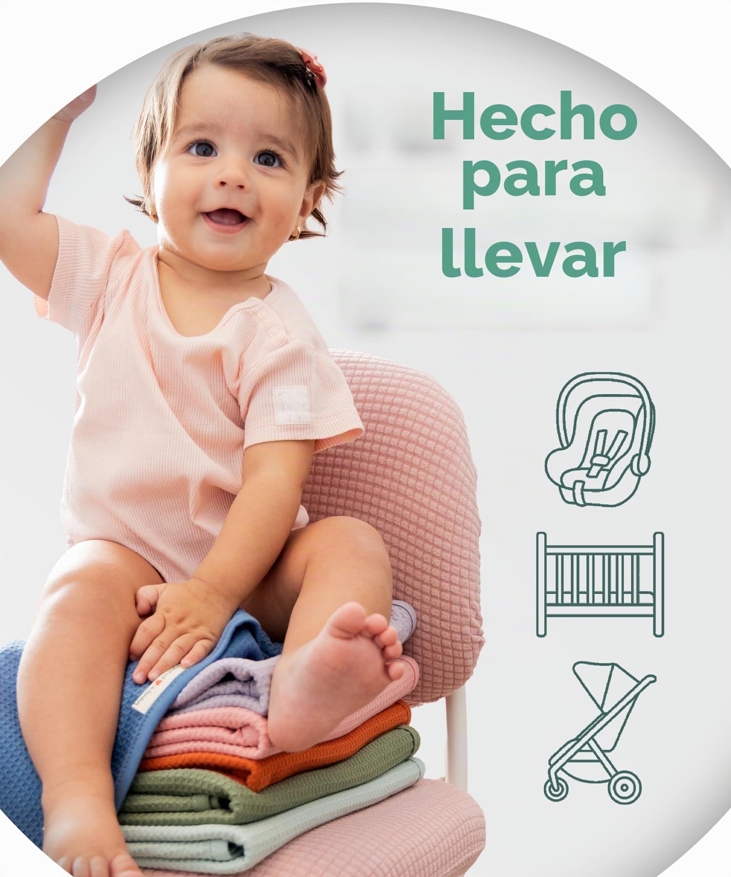 Jubi® Manta Bebé Verano 70x100 cm 100% Algodón – Ligera y Transpirable – Manta Suave para bebé recién Nacido, Carrito y Cuna – certificación Oeko-Tex – Regalo Nacimiento