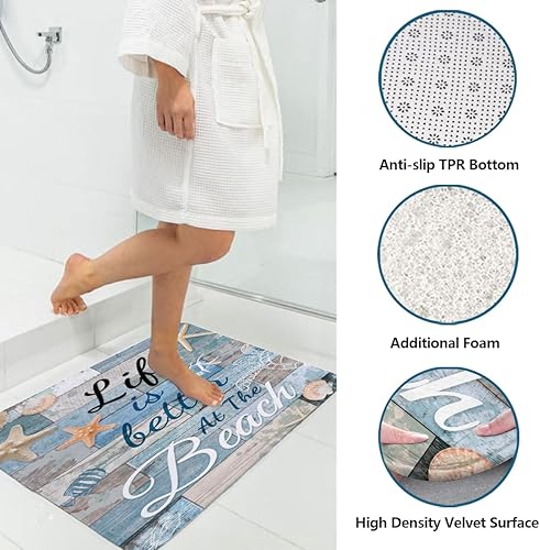 Miniatura 3 de AAtter Juego de 4 cortinas de ducha de playa, náuticas costeras, océano, mar, estrella de mar, azul, 60 pulgadas de ancho x 72 pulgadas de largo,