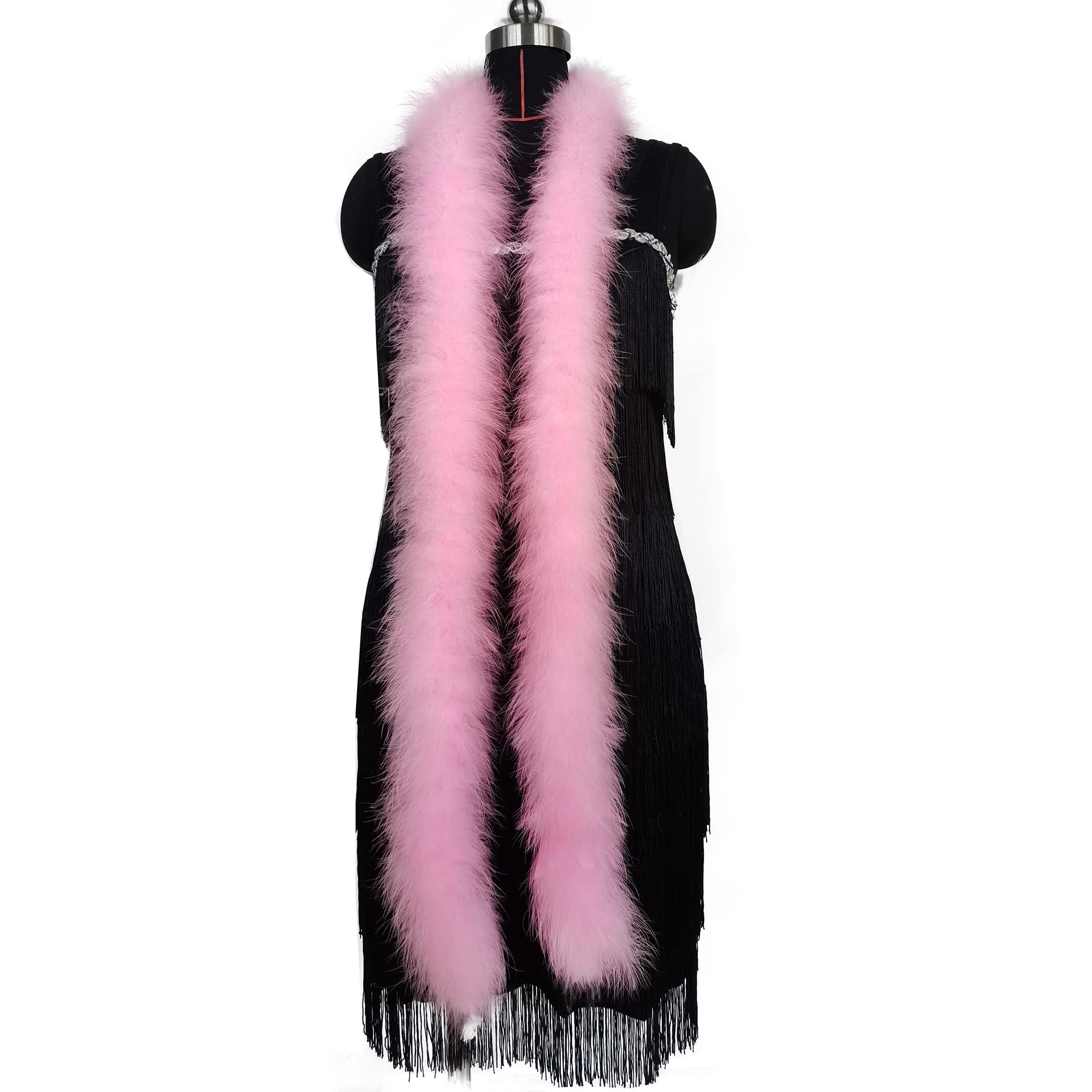 2 Yards 40g Fluffy Marabou Feather Boa for DIY Craft Sewing Trim Home Wedding Party Decoration-Light Pink