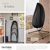 tectake® Luxurious Egg Chair with Stand, Thick Cushions, Polyrattan Weave, Rotatable & Height-Adjustable, Steel Frame, Incl. Protective Cover - Ideal Hammock Chair for Garden, Patio & Balcony - Black - 8