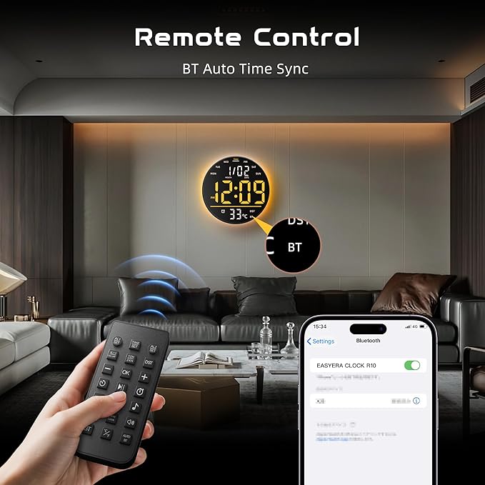 Reloj de Pared Digital EASYERA 10" con Control Remoto y Luz LED RGB miniatura 7