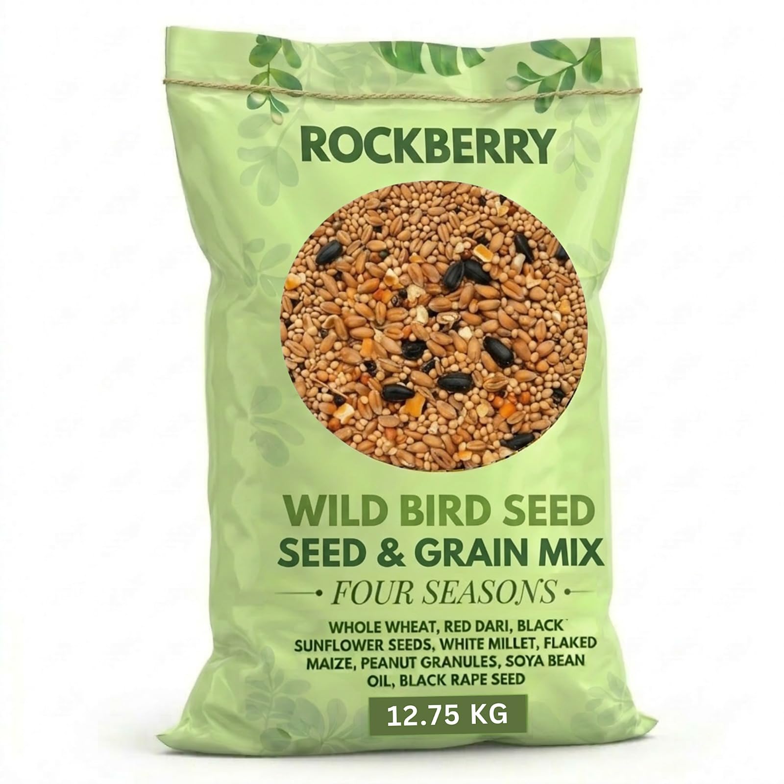 RockBerry Wild Bird Seed & Grain Mix, High Energy, Mixed Seeds and Granules, for Outdoor Feeding, Attracts Robins, Finches, Sparrows and More (12.75 KG)