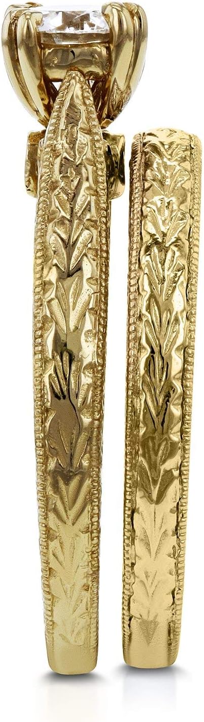 Kobelli Round-cut Diamond Vintage Style Bridal Rings Set 1/2 Carat (ctw) in 14k Yellow Gold