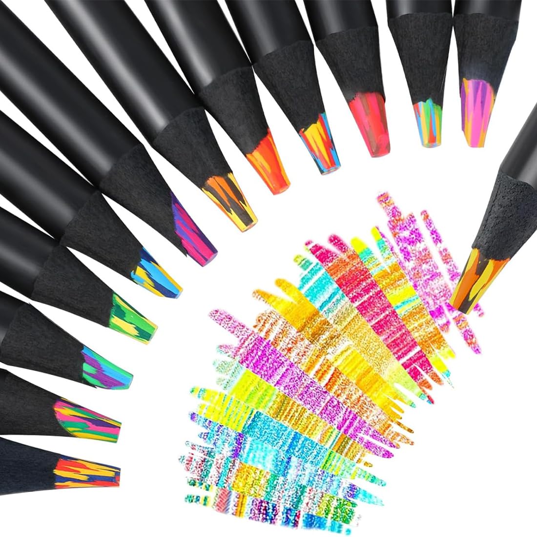 Matite Colorate Jumbo Arcobaleno Multicolori per Bambini e Adulti, Materiale Scolastico e Artistico