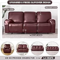 Vista 4 de vctops Fundas impermeables de piel sintética para sofá reclinable de 3 asientos, funda elástica y suave para sofá de 3 cuerpos, protector de muebles
