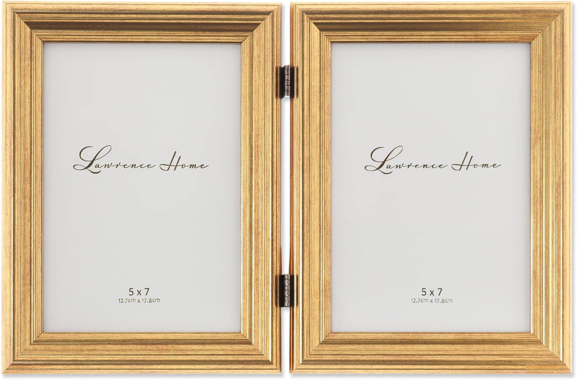 5x7 Hinged Double Sutter Burnished Gold Picture Frame