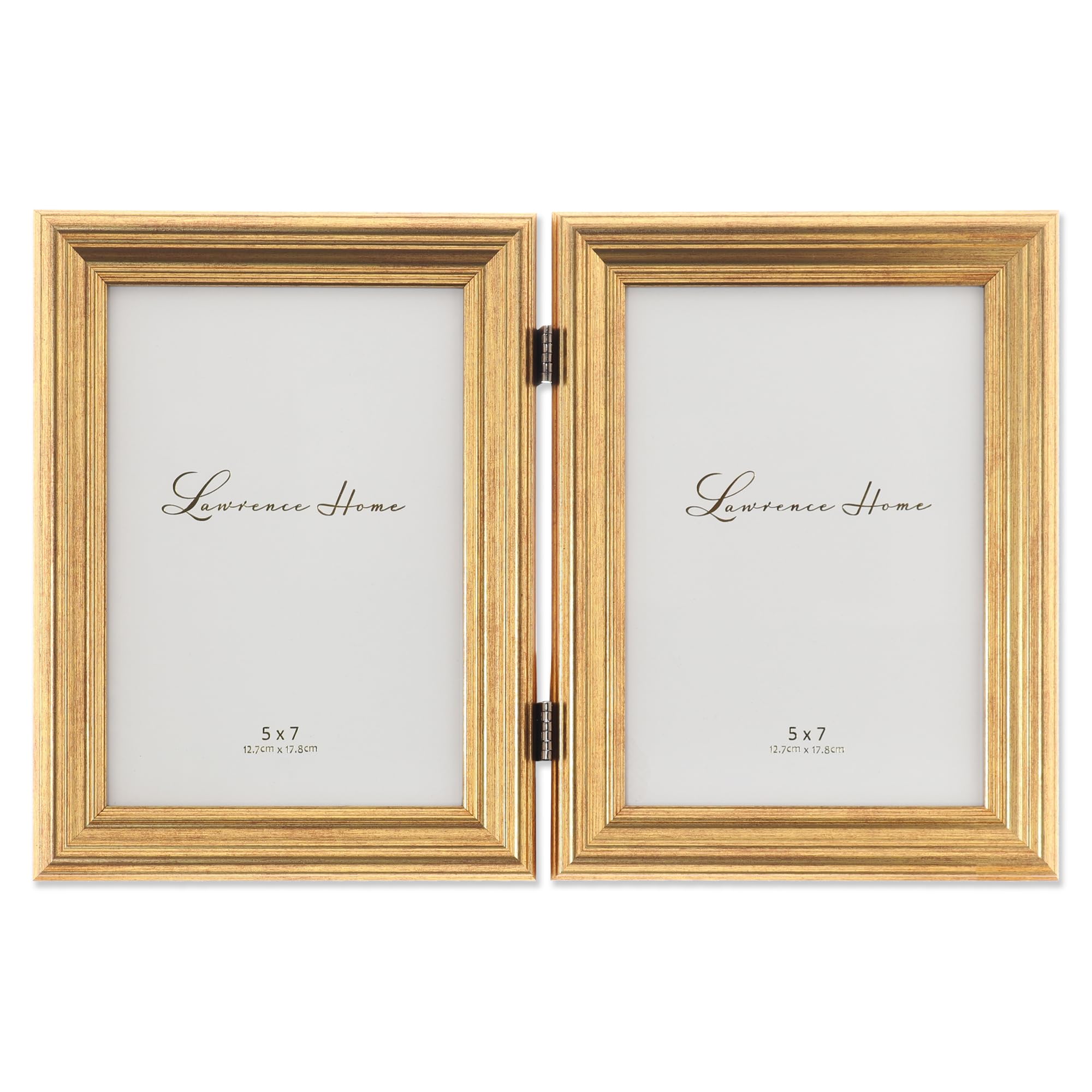 Lawrence Frames 5x7 Hinged Double Sutter Burnished Gold Picture Frame