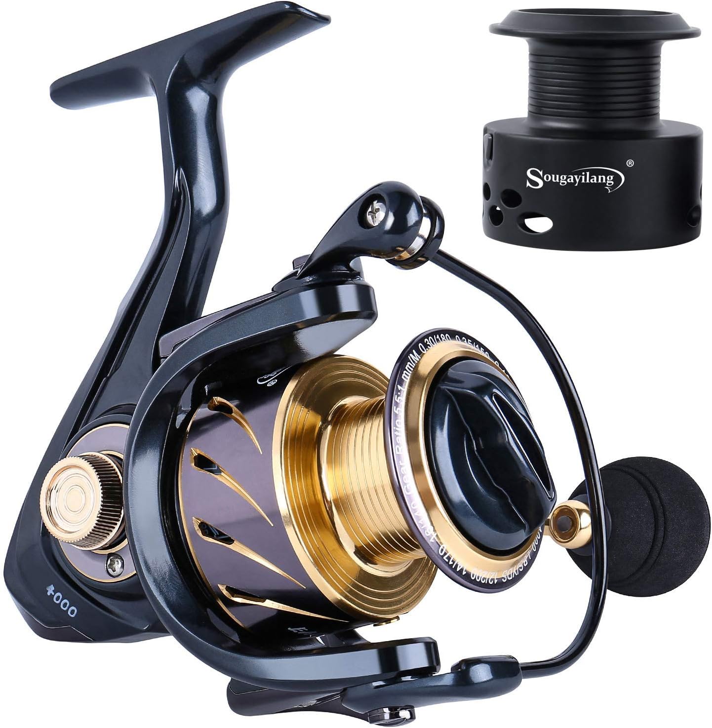 Sougayilang Fishing Reel Ultra Smooth Powerful,13+1BB Spinning Reel,Lightweight Graphite Frame, CNC Aluminum Spool for Freshwater