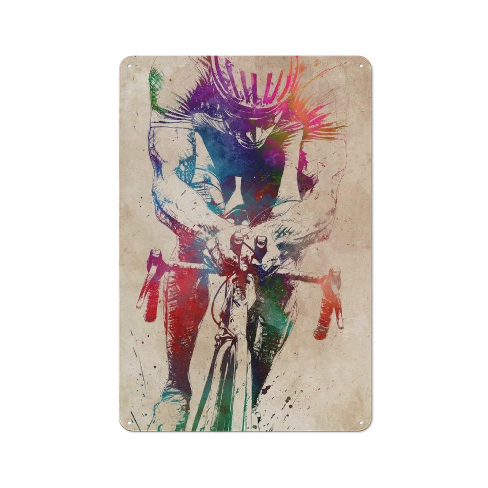 Cycling Sport Art 6 Warehouse Style Metal Wall Decor 30x20cm, Metal Wall Sign for Workspace, Cafe, Hallway Or Garage