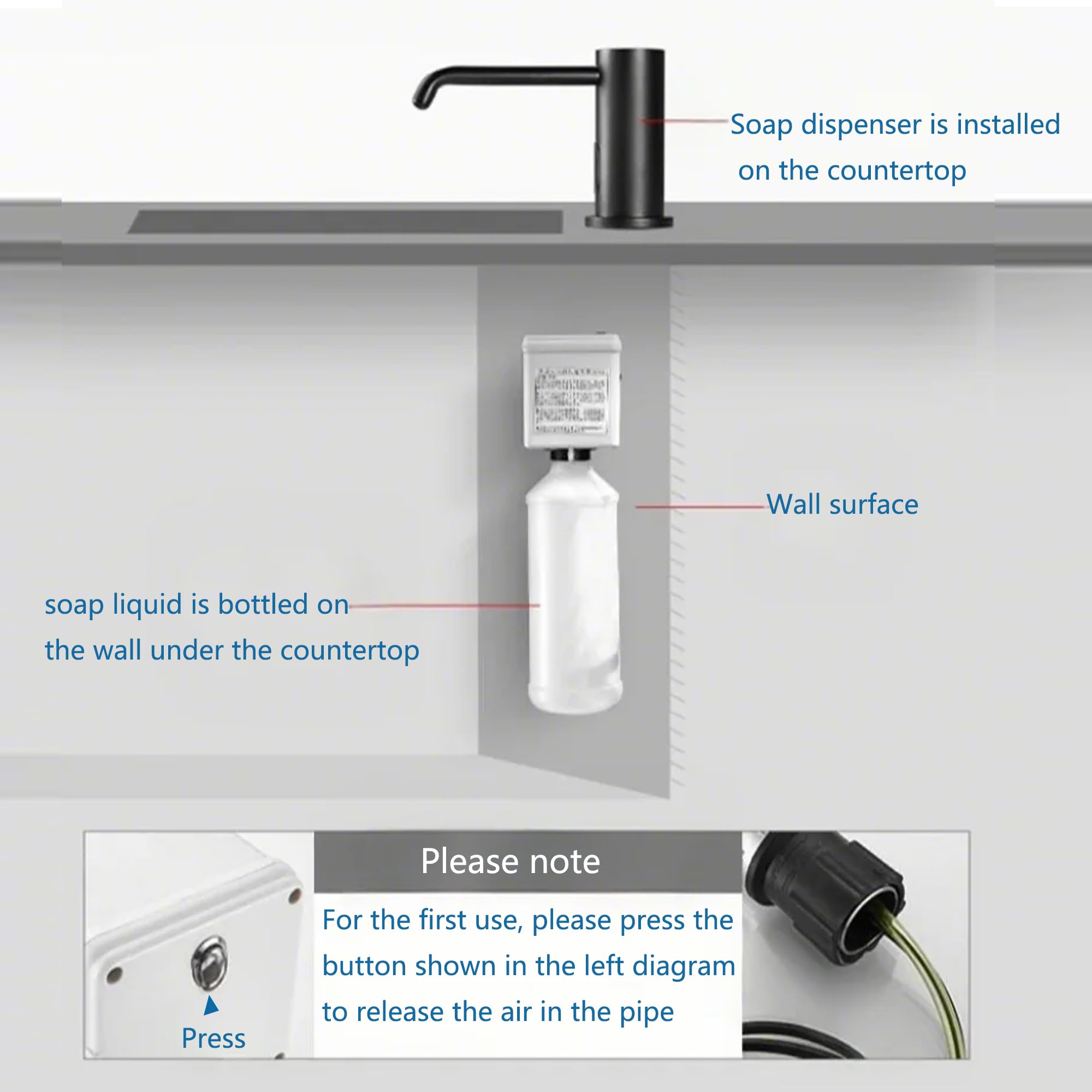 Automatischer Seifenspender Touchless für Küche, integrierter elektrischer Seifenspender für Badezimmer, aktualisierte Infrarot-Sensoren mit Flasche und elektrolytischer Pumpe, 1000 ml (Schwarz)