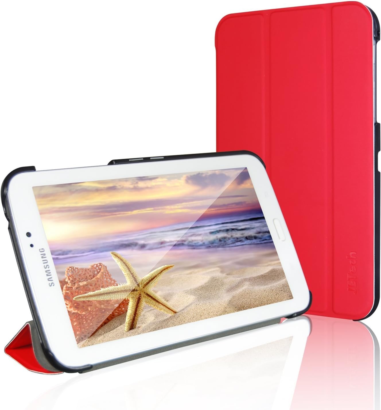 JETech Slim-Fit Smart Case for Samsung Galaxy Tab 3 7-Inch, Red