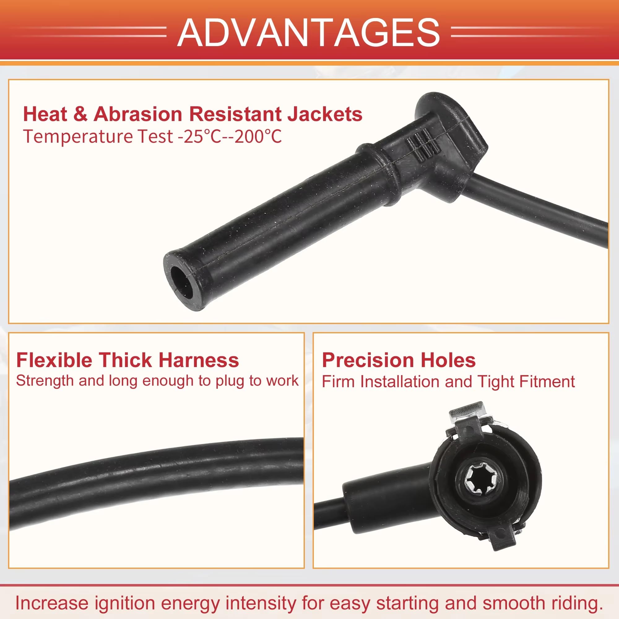 Cables de bujía compatibles con Mustang V6 4.0L 2005 2006 2007 2008 2009 2010 5U3Z12259AA Cable de bujía Cable de Bobina de Encendido