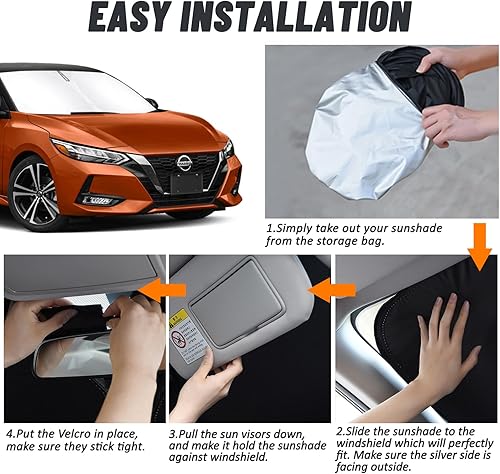 Miniatura 4 de D-Lumina - Parasol plegable para parabrisas de Nissan Sentra Sedán 2020 2021 2022 2023 2024 2025, protector de visera de sol para ventana delantera,