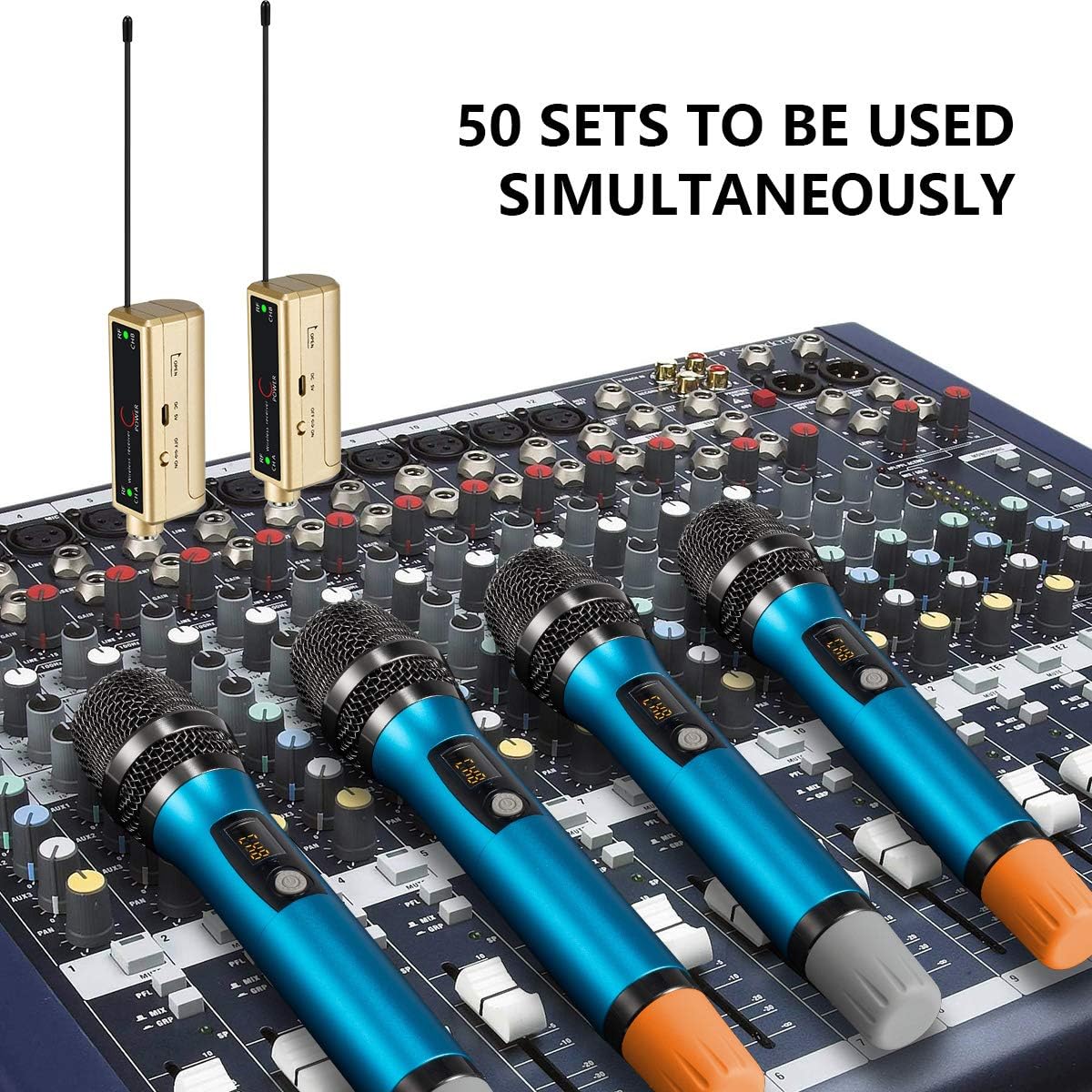 Best Deal 🛒 Wireless Microphone System, 100 Channel UHF Cordless Microphone with Rechargeable Receiver 6.35mm(1/4'') and 3.5mm(1/8'') Plug, 200 Ft for DJ, Church, Karaoke, Class, Wedding