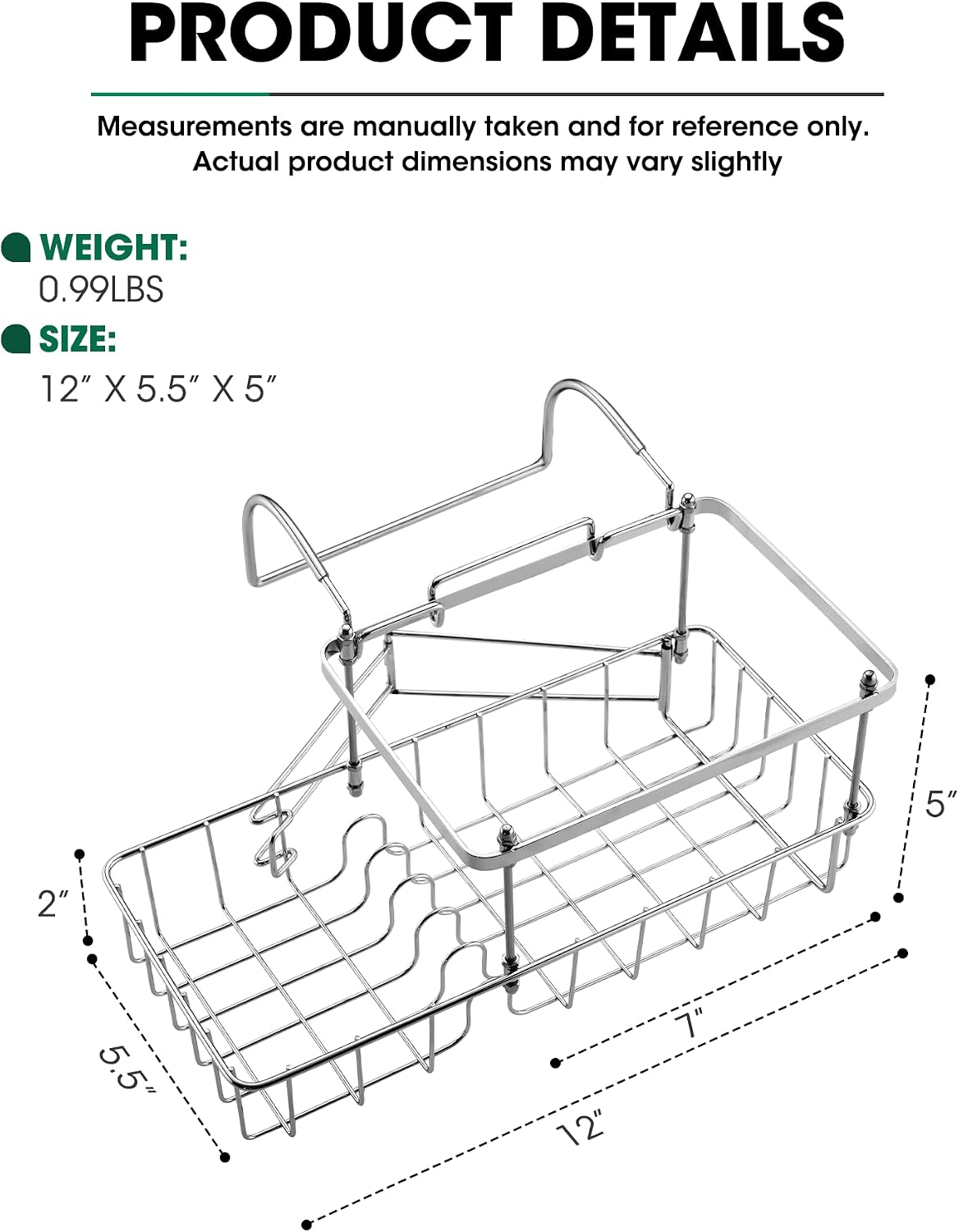 Rustproof Hanging Shower Caddy for Bathtub, Stainless Steel Shower Caddy for Tub Side, Hanging Shower Organizer Basket for Shampoo, Conditioner, Soap & Bath Accessories,Easy Install, Chrome