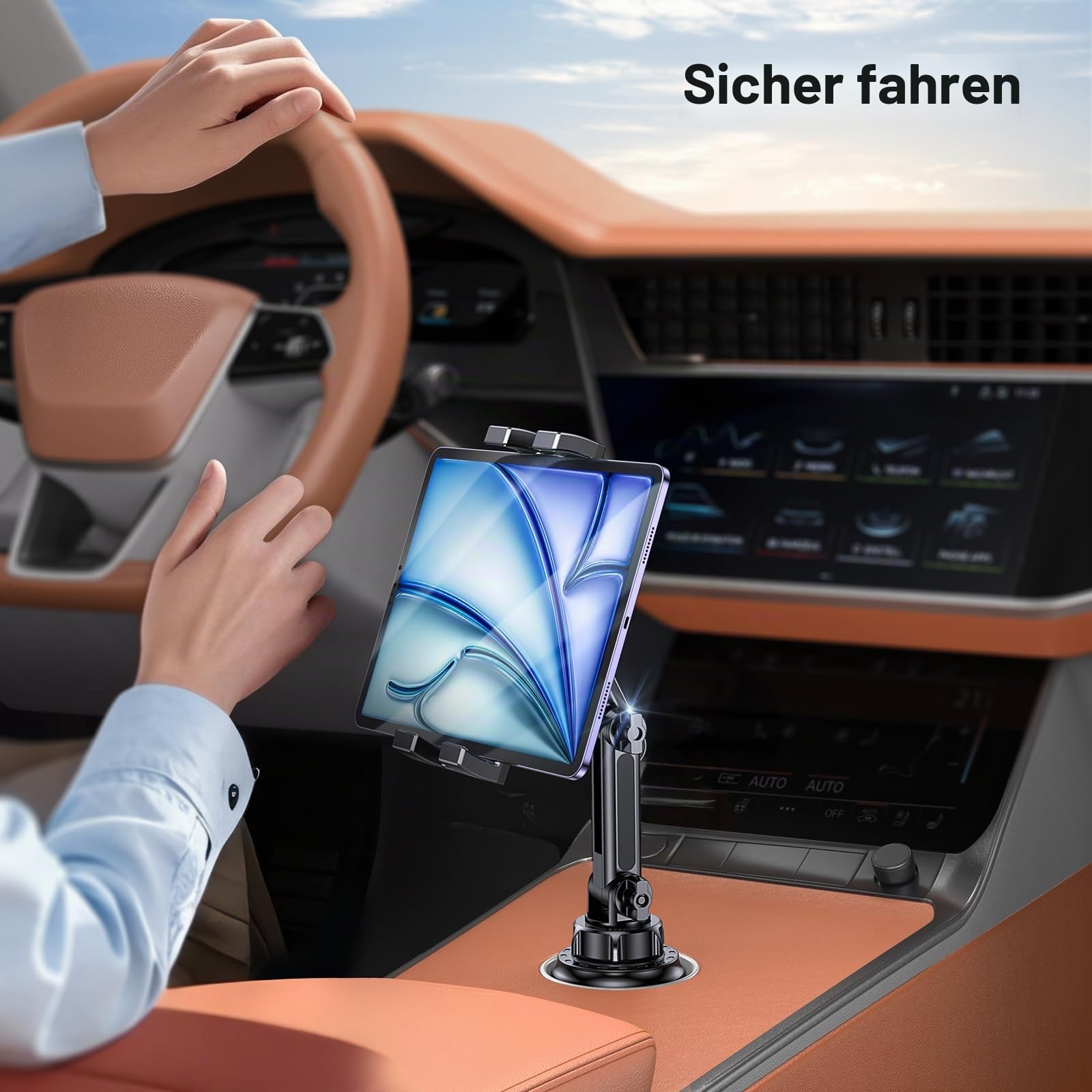 Coolpow Handyhalterungen für Ihr Auto, LKW Becherhalter Tablet Halterung, Getränke Tablethalterung Handy Halter, KFZ Becherhalter Halterung fur iPad Pro 12.9, Galaxy Tabs, 4,7-12,9 Tables