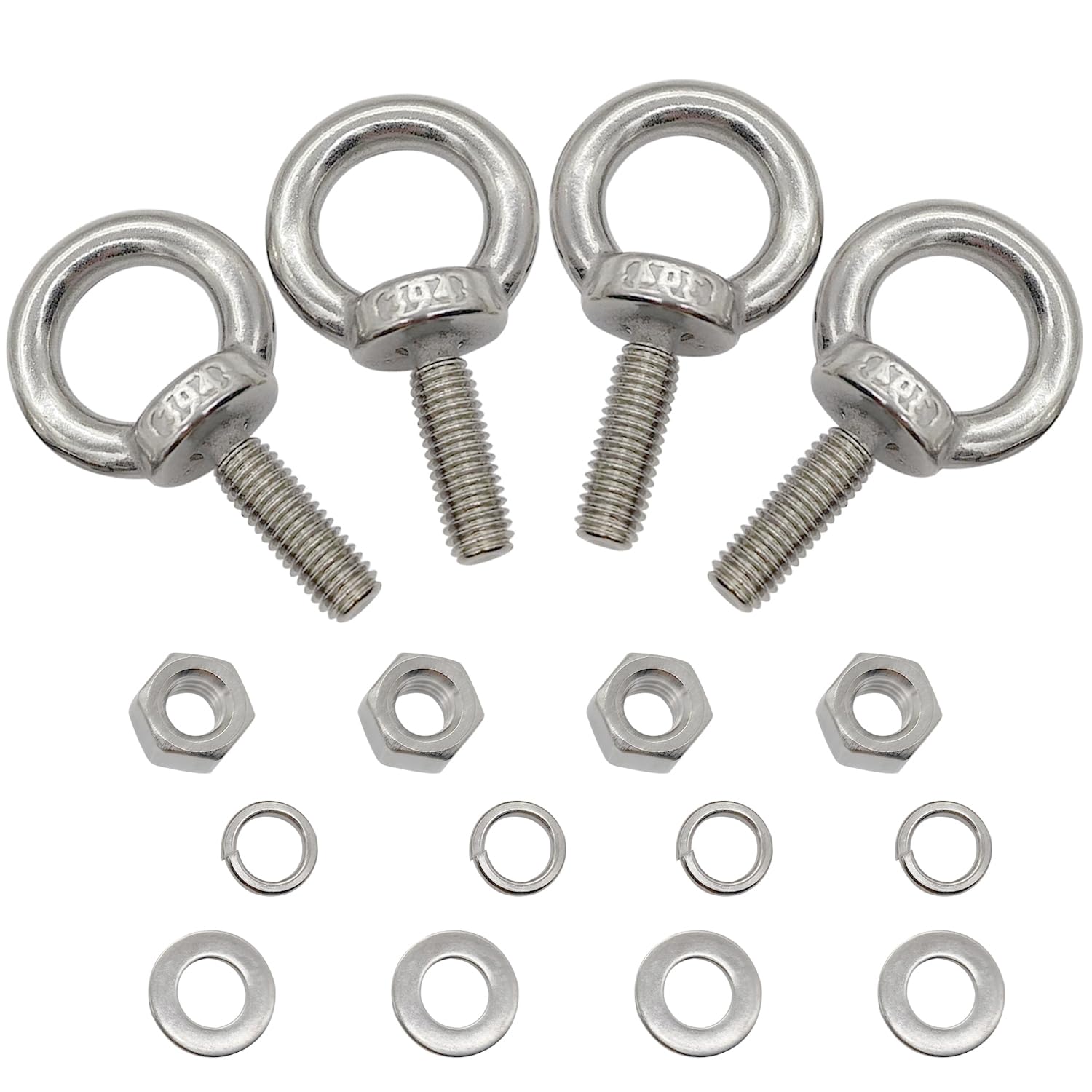 M6 Eye Bolts with Nuts Washers, 0.98"(25mm) Thread Length Stainless Steel Male Ring Threaded Screw Lifting Shoulder Eye Bolts (Pack of 4)