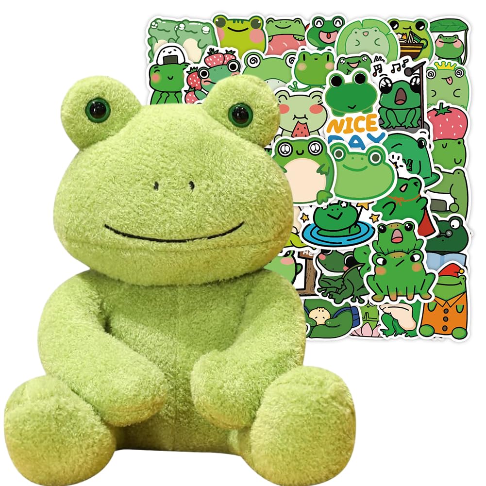 Peluche Rana Cuscino Morbido 35 Cm – Bambola A Forma Di Rana Con Faccina Rossa, Imbottita In Cotone PP, Regalo Per Bambini E Collezionisti (Verde) - 2