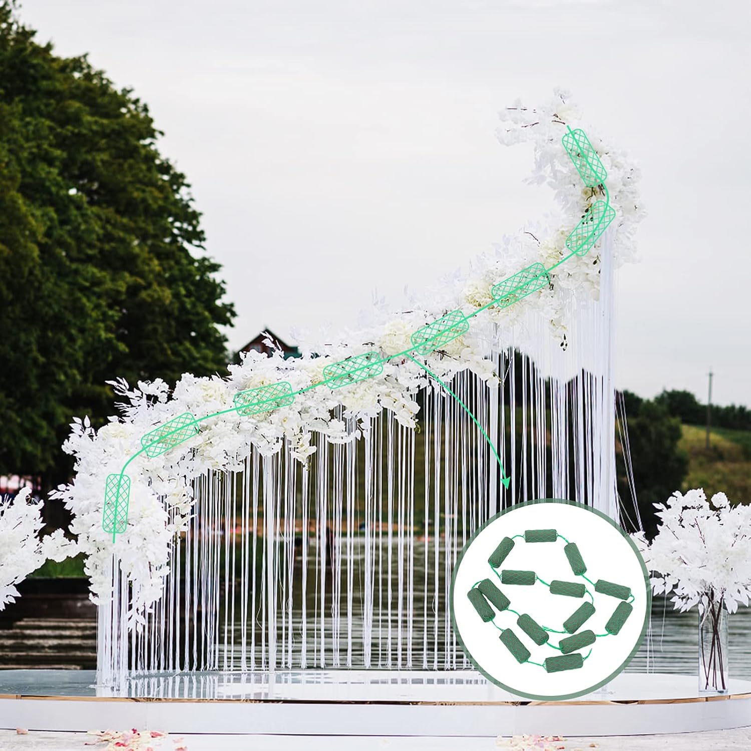 WINOMO 1 Bunch Wet Flower Spume Blocks Flower Mud Spume Blocks with Sausage Shape Wet Foam Wedding Party Arch Door Flower Arrangement Decoration Ornament Dark Green - Image 5