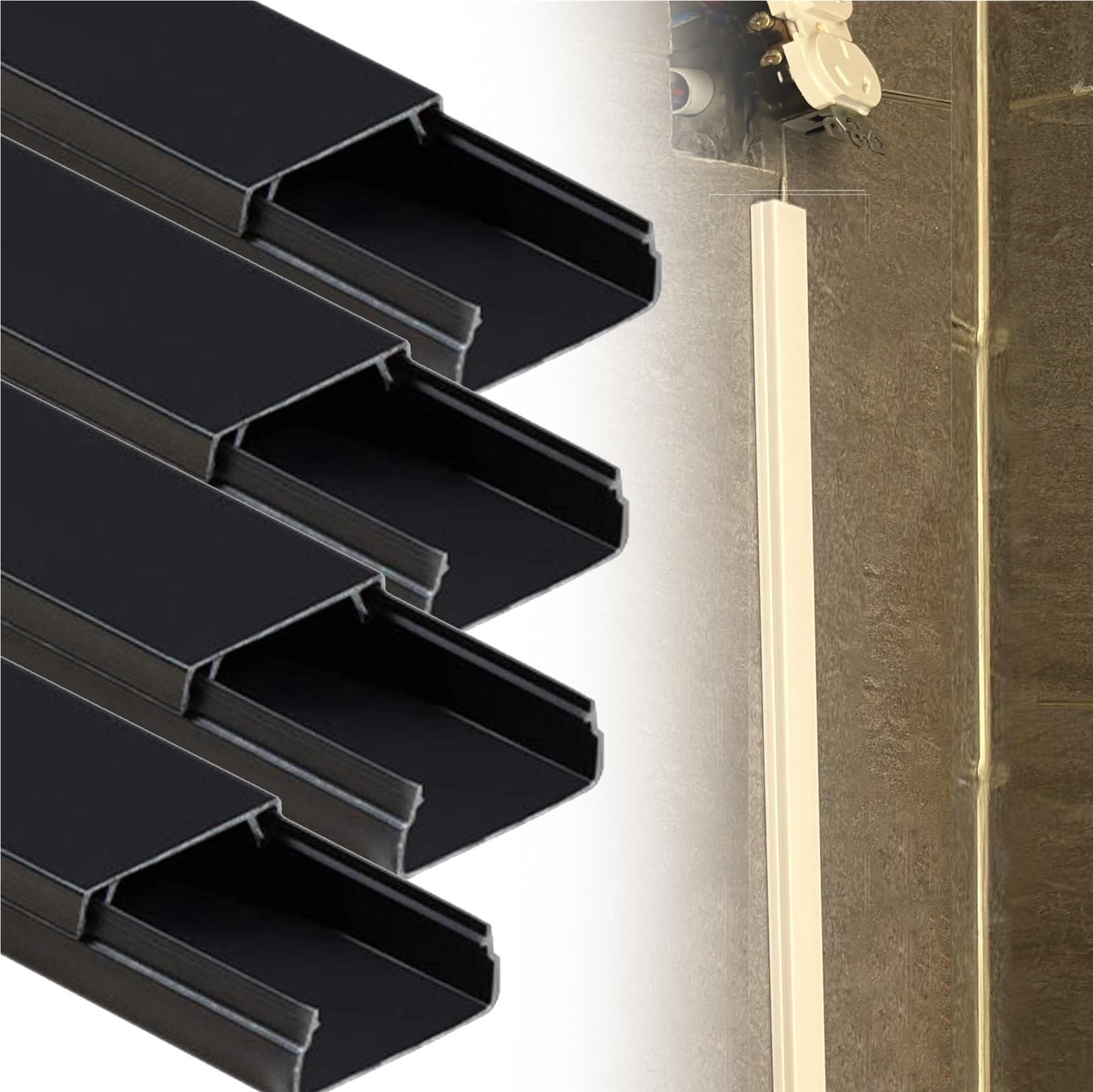 calpestabile passacavi Copertura Per Canaline Portacavi Con Supporto Adesivo, 1 2 3 4 5 10 20 Pezzi, Piastra Di Copertura Pavimento Nera/bianca, Coperchio Per(A-4 pcs,W H 39mm x 19mm)