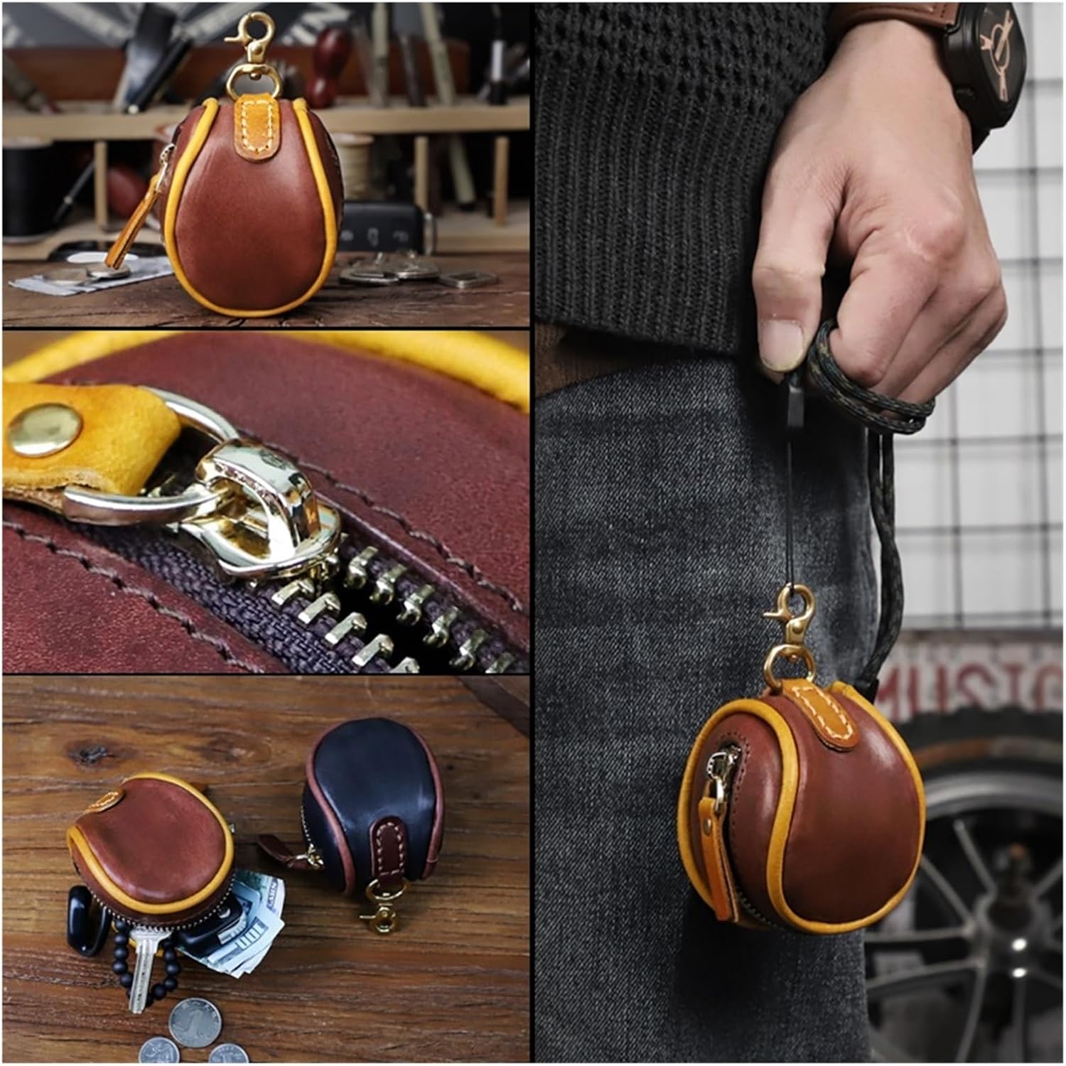 Keychain Bag Handbag Earphone Pouch Data Cable Pouches Suitable For Portable Small Handbags(Coffee)