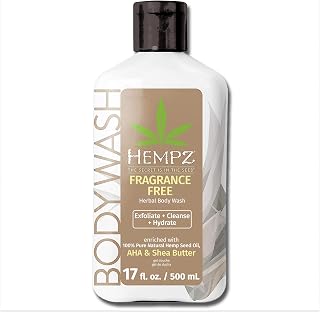 Body Wash - Fragrance Free - Hydrating for Sensitive Skin, Scented, Exfoliating with Shea Butter, Pure Hemp Seed Oil, and Algae for Sensitive Skin - 17 fl oz