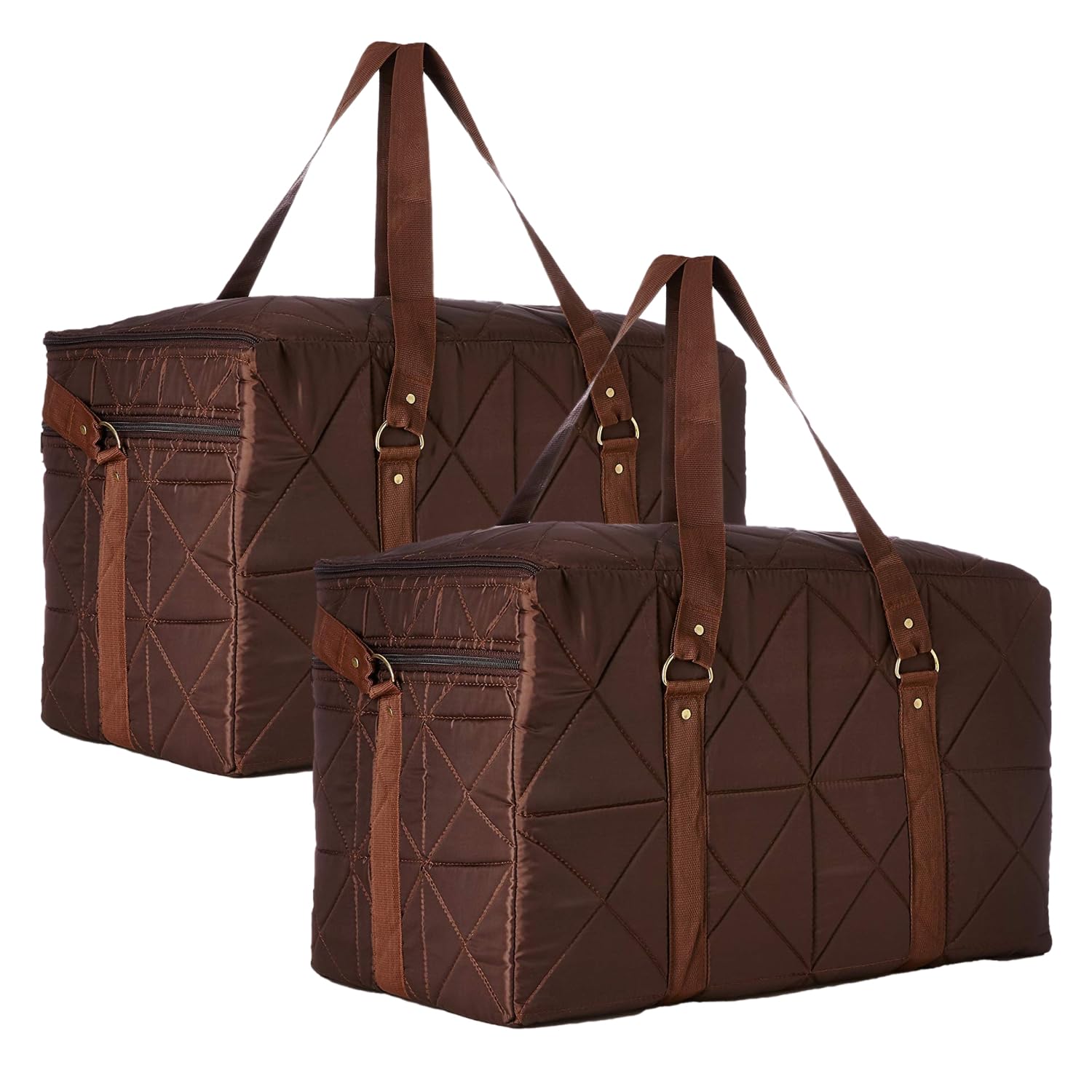 heart home Storage Duffle Bag | Parachute Travel Storage Bag | Storage Organizer for Clothes | Storage Carrying Bag with Handle | Zipper Closure Storage Bag for Clothes | Pack of 2 | Brown-picture-45