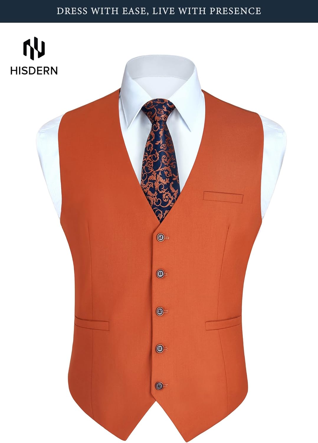 HISDERN Men’s Suit Vest Waistcoat with 3 Pockets Slim Fit for Business Formal Wedding Prom and Casual Tuxedo Wear - Image 5