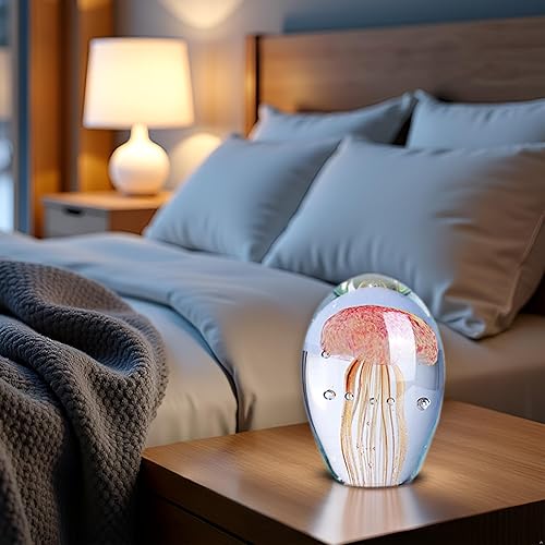 Miniatura 6 de QFkris Figuras de medusas de vidrio soplado de 4.5 pulgadas, coleccionables, arte de cristal hecho a mano, pisapapeles para mujer