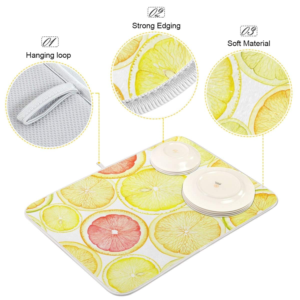 Escurridor De Platos Reversible De Microfibra, Absorbente Para Cocina, 45,7 X 60,9 Cm, Diseño Floral