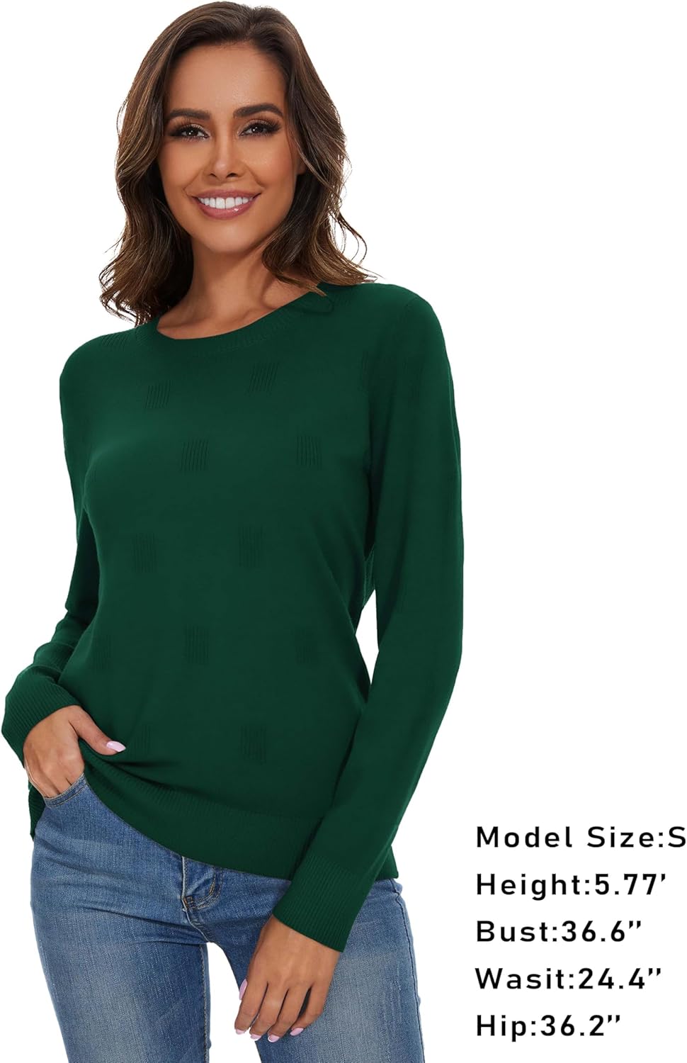 Women's Fall Pullover Long Sleeve Crew Neck Casual Ribbed Knit Lightweight Soft Sweater Top - Image 3