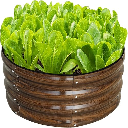 SnugNiture Kit de cama de jardín redonda galvanizada elevada de 2 x 2 x 1 pies, para exteriores, jardinera de metal para plantar plantas, verduras,